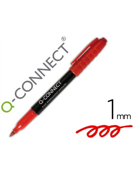 Marqueur q-connect cd-dvd pointe ronde écriture large 1mm encre indélebile séchage rapide base alcool couleur rouge.