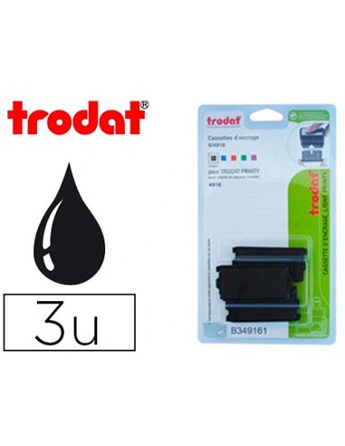 Recharge tampon trodat 4916 noir blister 3 unités.