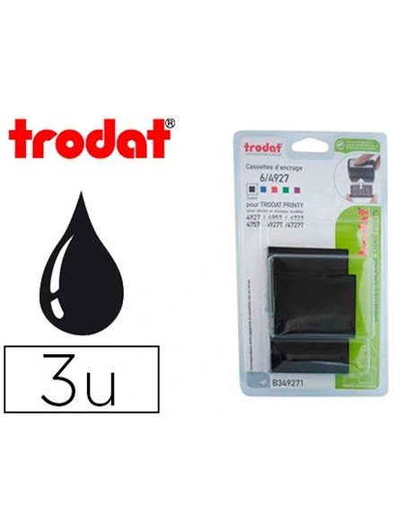 Recharge tampon trodat 4727/4927/4957/4927t noir blister 3 unités.