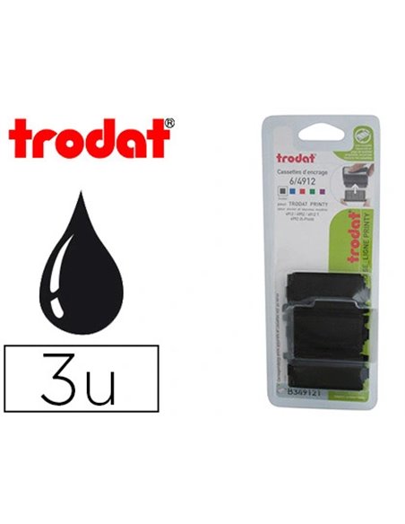 Recharge tampon trodat 4912/4912t/4952/4992 noir blister 3 unités.