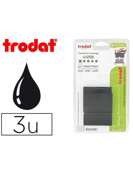 Recharge tampon trodat 4810/4910/4910ta/4836 noir blister 3 unités.