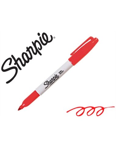 Marqueur sharpie permanent pointe ogive fine 0.9mm sèche rapidement coloris rouge.