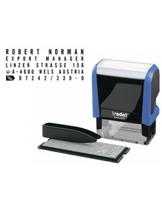 Tampon trodat printy 4913t imprimerie mini timbre polices 3/4mm 5 lignes maximum encre noire et bleue 58x22mm.