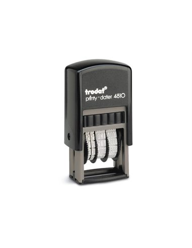 Tampon dateur trodat 4810 automatique mini-dateur 3.8mm changement date par molette usage occasionnel encre noire.