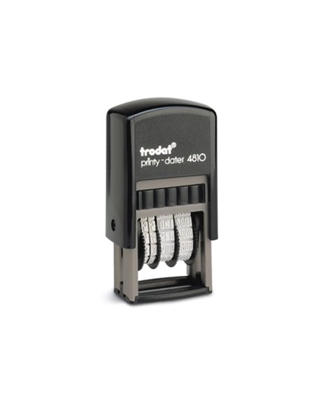 Tampon dateur trodat 4810 automatique mini-dateur 3.8mm changement date par molette usage occasionnel encre noire.