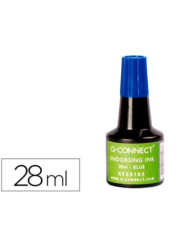 Encre à tampons q-connect pour feutre ou mousse coloris bleu flacon 28ml.