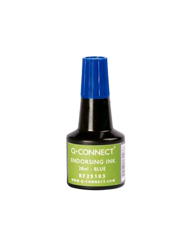 Encre à tampons q-connect pour feutre ou mousse coloris bleu flacon 28ml.