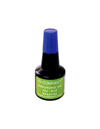 Encre à tampons q-connect pour feutre ou mousse coloris bleu flacon 28ml.