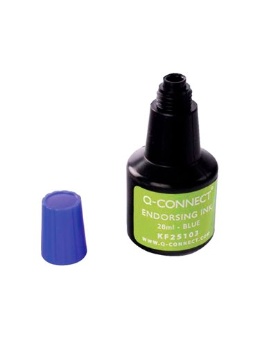 Encre à tampons q-connect pour feutre ou mousse coloris bleu flacon 28ml.