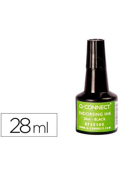 Encre à tampons q-connect pour feutre ou mousse coloris noir flacon 28ml.