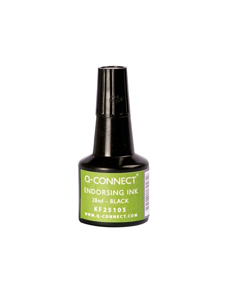 Encre à tampons q-connect pour feutre ou mousse coloris noir flacon 28ml.