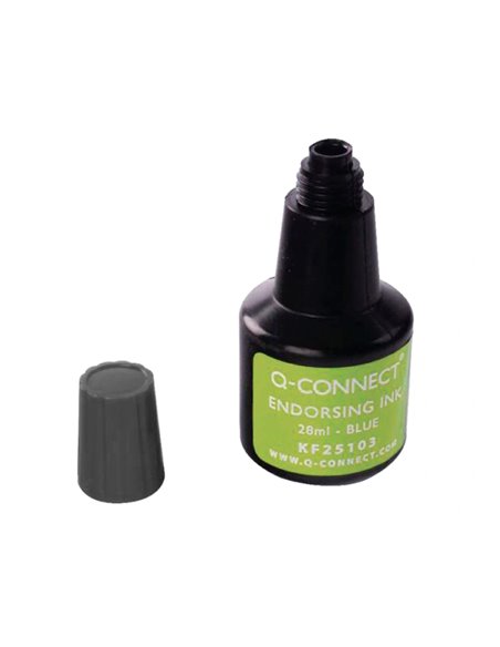 Encre à tampons q-connect pour feutre ou mousse coloris noir flacon 28ml.