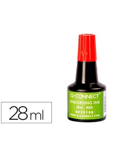 Encre à tampons q-connect pour feutre ou mousse coloris rouge flacon 28ml.