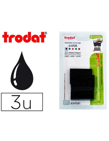 Recharge tampon trodat 4928/4958/4928t noir blister 3 unités.