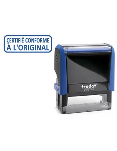 Formule commerciale trodat xprint certifié conforme à l'original empreinte 44x15mm encrage automatique rechargeable bleu.