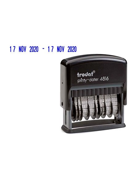 Tampon dateur double trodat printy 4816 pour cassette encrage 6/4817 taille date 3.8m.
