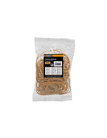 Sachet de 100 g d'élastiques Ingraf de 100 mm - Haute qualité - 70 % caoutchouc - Haute résistance et élasticité - Couleur marro