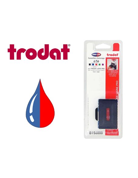 Cassette encrage bicolore trodat 6/56/2 pour metal line 5460/5460l/5465/2 coloris bleu/rouge.