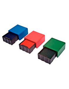 Recharge cassette encrage trodat pour tampon smiley printy 4921 coloris vert rouge bleu lot 3u.