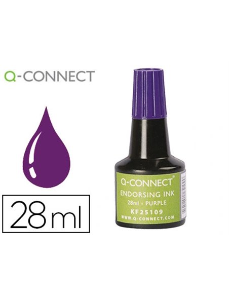 Encre à tampons q-connect pour feutre ou mousse coloris violet flacon 28ml.