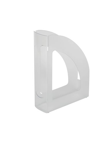 Porte-revues q-connect polystyrène documents a4 oeillet préhension 250x80x320mm cristal translucide.