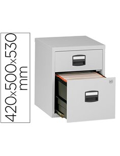 Caisson mobile mt international metal 2 tiroirs coulissants 2 serrures roulettes 42x50x53cm coloris.