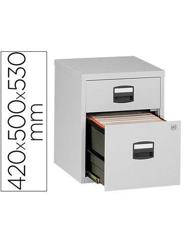 Caisson mobile mt international metal 2 tiroirs coulissants 2 serrures roulettes 42x50x53cm coloris.