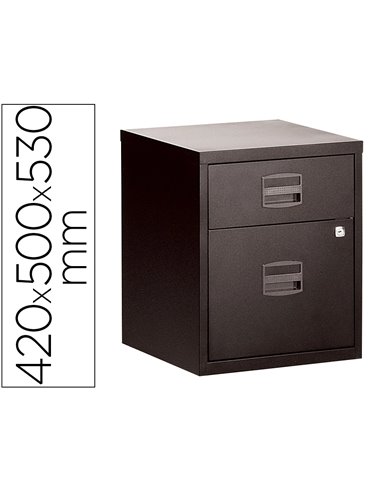 Caisson mobile mt international metal 2 tiroirs coulissants 2 serrures roulettes 42x50x53cm coloris.
