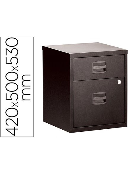 Caisson mobile mt international metal 2 tiroirs coulissants 2 serrures roulettes 42x50x53cm coloris.