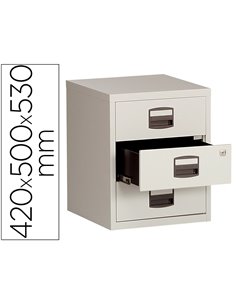 Caisson mobile mt international metal 3 tiroirs coulissants serrure roulettes 42x50x53cm coloris.