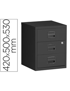 Caisson mobile mt international metal 3 tiroirs coulissants serrure roulettes 42x50x53cm coloris.