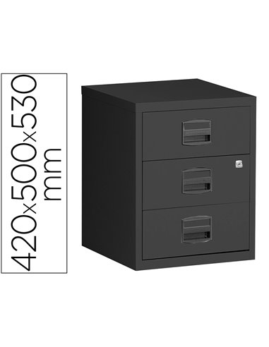 Caisson mobile mt international metal 3 tiroirs coulissants serrure roulettes 42x50x53cm coloris.