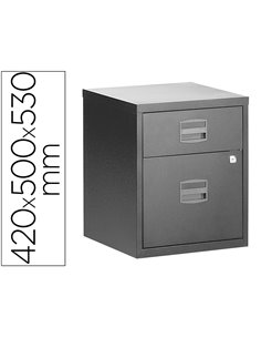 Caisson mobile mt international metal 2 tiroirs coulissants serrure roulettes 42x50x53cm coloris anthracite.