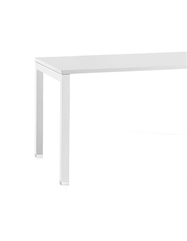 Bureau mt international plateau blanc melamine 25mm pietement arche coloris blanc 120x67cm.