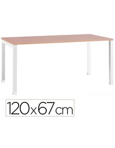 Bureau mt international plateau hetre melamine 25mm pietement arche coloris blanc 120x67cm.