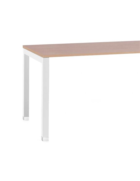 Bureau mt international plateau hetre melamine 25mm pietement arche coloris blanc 120x67cm.