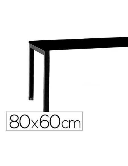Retour de bureau mt international plateau noir melaminé 25mm 25mm pietement arche coloris noir 80x60cm.
