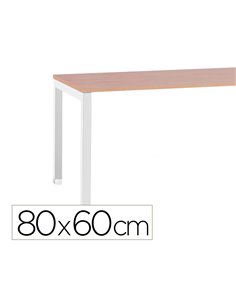 Retour de bureau mt international plateau hetre melaminé 25mm pietement arche coloris blanc 80x60cm.