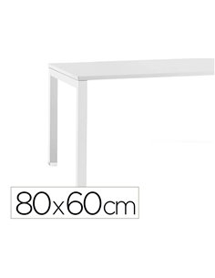Retour de bureau mt international plateau blanc melaminé 25mm pietement arche coloris blanc 80x60cm.