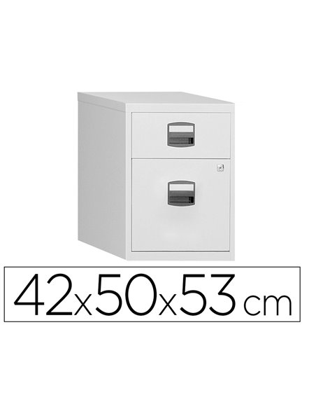 Caisson mobile mt international metal 2 tiroirs coulissants 2 serrures roulettes 42x50x53cm coloris.