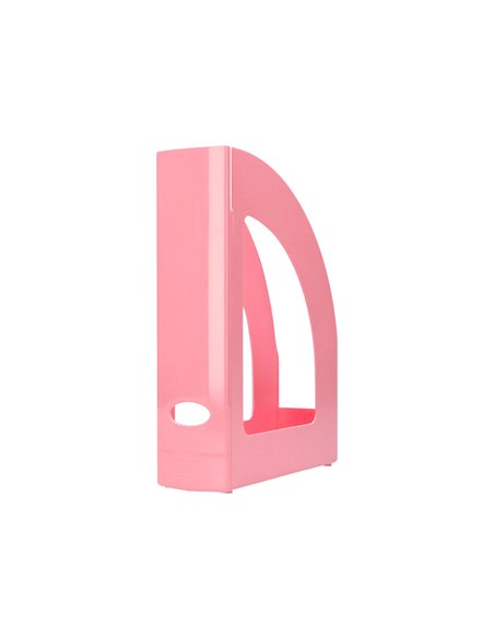 Porte-revues q-connect plastique 320x250x80mm coloris rose pastel.