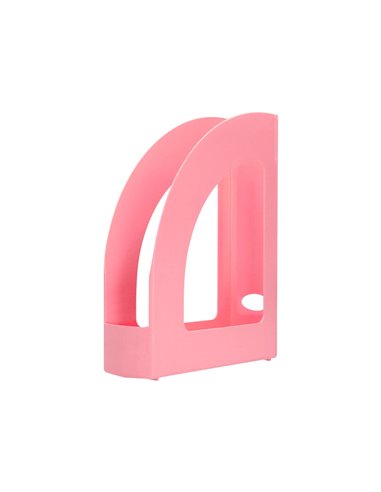Porte-revues q-connect plastique 320x250x80mm coloris rose pastel.