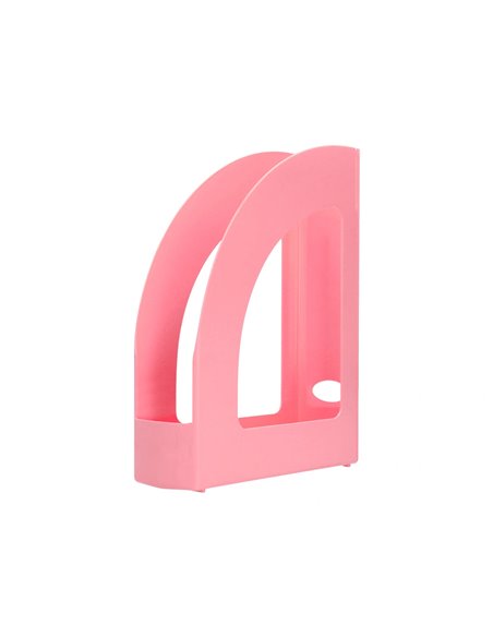 Porte-revues q-connect plastique 320x250x80mm coloris rose pastel.