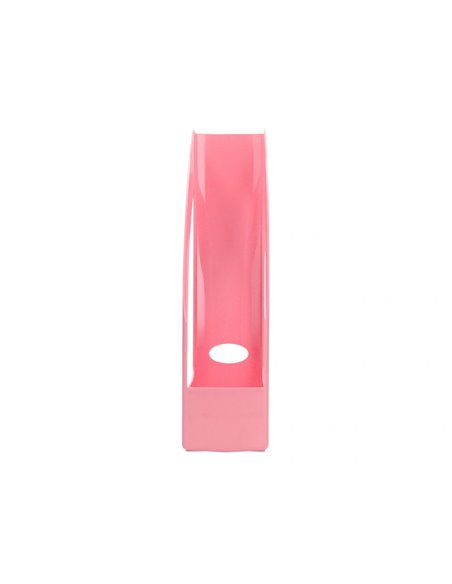 Porte-revues q-connect plastique 320x250x80mm coloris rose pastel.