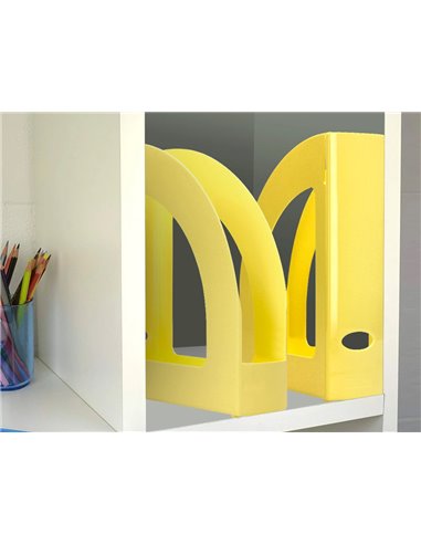 Porte-revues q-connect plastique 320x250x80mm coloris jaune pastel.