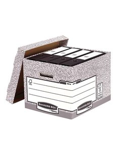 Boîte de rangement Fellowes Bankers Box - Fastfold à assembler soi-même - Carton recyclé certifié FSC - Gris