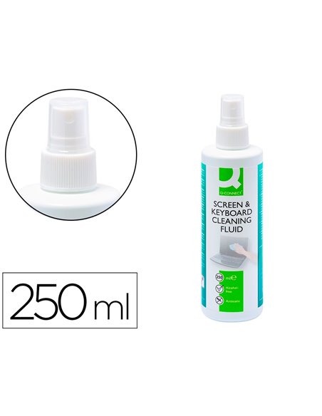 Vaporisateur q-connect nettoyant écrans sans solvants nocifs tous écrans nouvelle génération flacon 250ml.