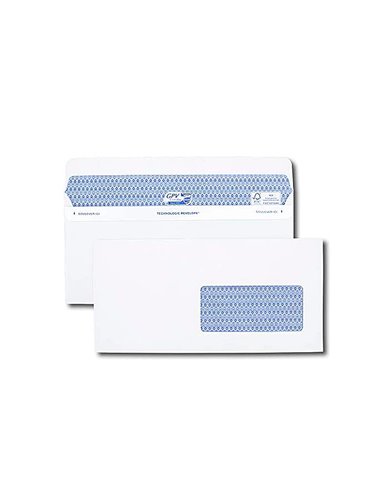 Enveloppe gpv dl+ 112x225mm 90g adhésive fermeture rapide sécurisée définitive fenêtre 45x100mm blanche boîte 100 unités.