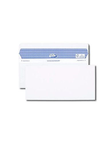 Enveloppe gpv dl+ 112x225mm 90g adhésive fermeture rapide sécurisée définitive blanche boîte 500 unités.