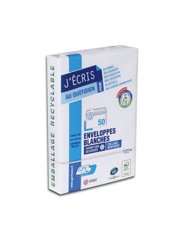 Enveloppe gpv économique vélin blanc 75g c6 114x162mm adhésive paquet 50 unités.